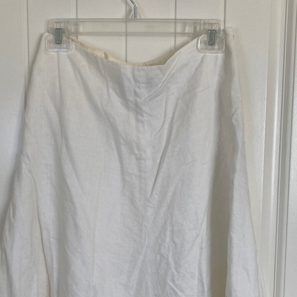 Banana Republic Factory Womens White Linen Lace Hem Skirt Size 4 Classic A‎ Line - Picture 4 of 16